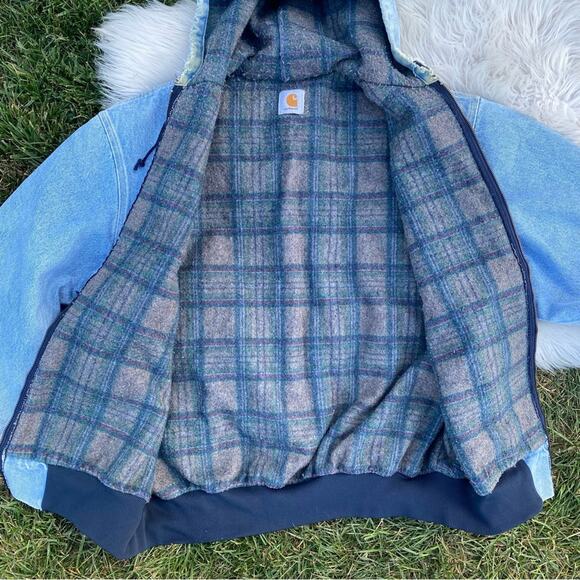 VTG Carhartt Denim Jacket Blanket Lined Mens ASAP Rocky XL - Picture 6 of 10